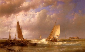 Bateaux œuvres - Barges hollandaises à l’embouchure d’un estuaire Abraham Hulk Snr Bateau paysage marin